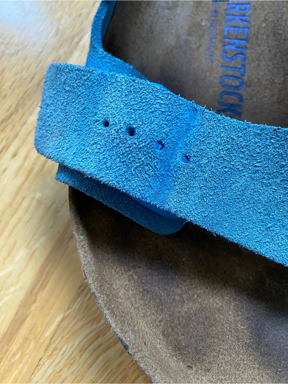 Birkenstock Arizona Two-Strap Suede Softbed Sandals in Blue - Picture 8 of 10